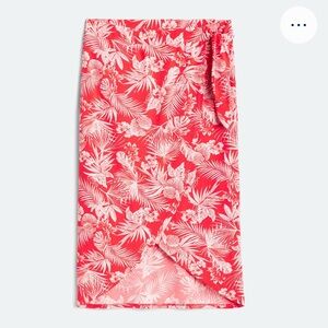 Tropical Red and White Wrap Skirt